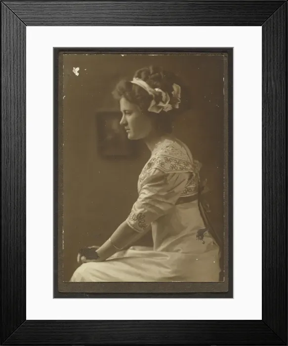 Framed Print : Portrait of a Woman with Ribbons in her Hair, 1907-1943. Creator: Louis Fleckenstein Framed Print : Portrait of a Woman with Ribbons in her Hair, 1907-1943. Creator: Louis Fleckenstein