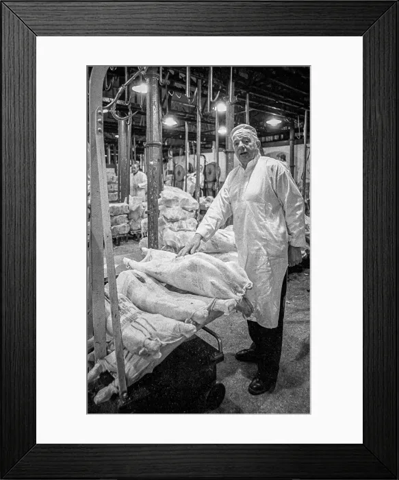Framed Print : Smithfield Meat Market, City of London, January 1980. Creator: Peter Thompson Framed Print : Smithfield Meat Market, City of London, January 1980. Creator: Peter Thompson