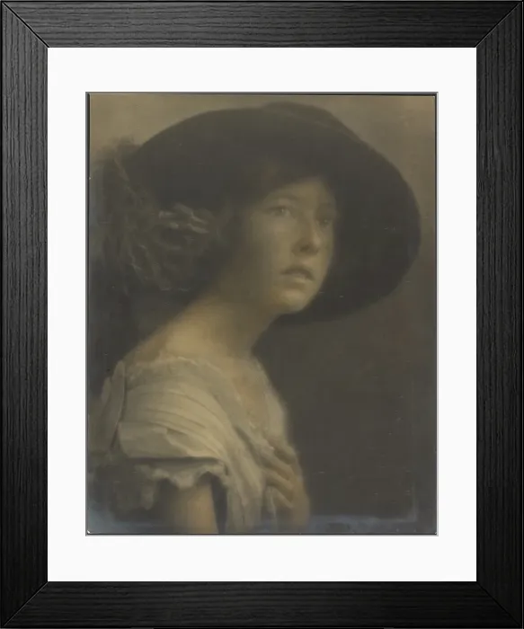 Framed Print : Portrait of a Young Woman with Black Hat, 1907-1943. Creator: Louis Fleckenstein Framed Print : Portrait of a Young Woman with Black Hat, 1907-1943. Creator: Louis Fleckenstein