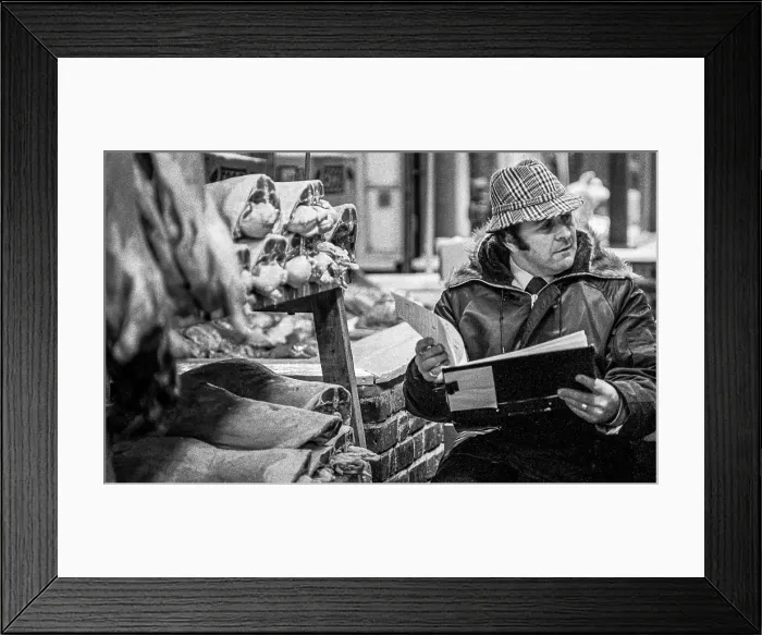 Framed Print : Smithfield Meat Market, City of London, January 1980. Creator: Peter Thompson Framed Print : Smithfield Meat Market, City of London, January 1980. Creator: Peter Thompson