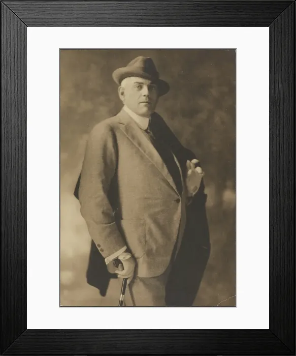 Framed Print : Portrait of a Man with Cane and Gloves, 1907-1943. Creator: Louis Fleckenstein Framed Print : Portrait of a Man with Cane and Gloves, 1907-1943. Creator: Louis Fleckenstein