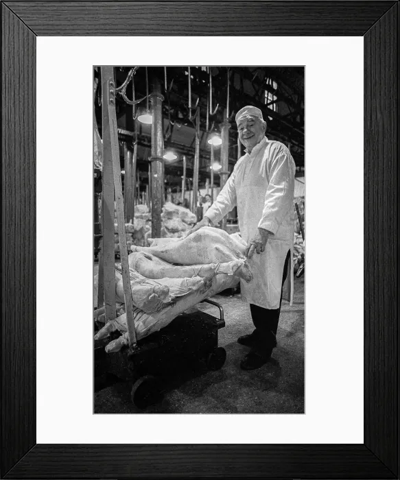 Framed Print : Smithfield Meat Market, City of London, January 1980. Creator: Peter Thompson Framed Print : Smithfield Meat Market, City of London, January 1980. Creator: Peter Thompson