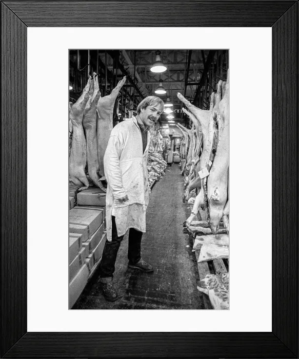 Framed Print : Smithfield Meat Market, City of London, January 1980. Creator: Peter Thompson Framed Print : Smithfield Meat Market, City of London, January 1980. Creator: Peter Thompson