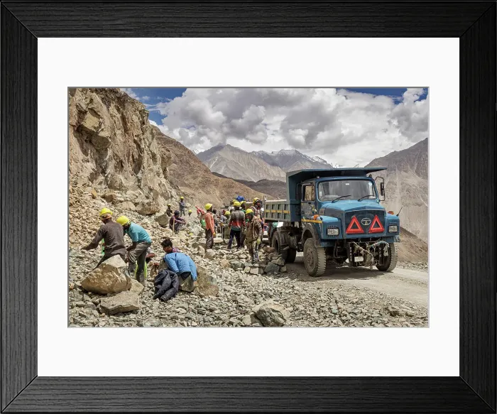 Framed Print : Road works, Ladakh, India, 2023. Creator: Peter Thompson Framed Print : Road works, Ladakh, India, 2023. Creator: Peter Thompson