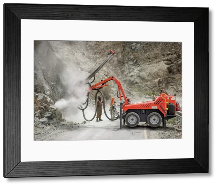 Framed Print : Rock blasting, road works, Nubra Valley, Ladakh, India, 2023. Creator: Peter Thompson Framed Print : Rock blasting, road works, Nubra Valley, Ladakh, India, 2023. Creator: Peter Thompson