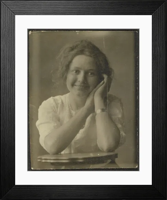 Framed Print : Portrait of a Woman Leaning on Table, 1907-1943. Creator: Louis Fleckenstein Framed Print : Portrait of a Woman Leaning on Table, 1907-1943. Creator: Louis Fleckenstein