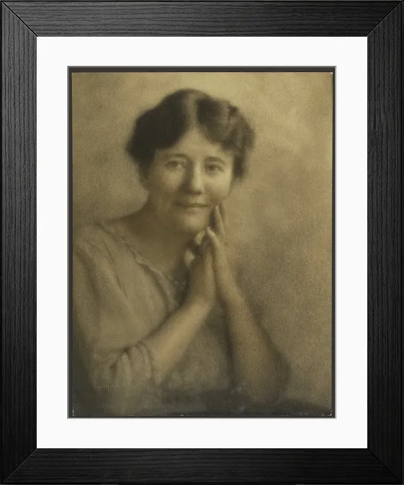 Framed Print : Portrait of a Woman with Hands Clasped at Face, 1907-1924. Creator: Louis Fleckenstein Framed Print : Portrait of a Woman with Hands Clasped at Face, 1907-1924. Creator: Louis Fleckenstein