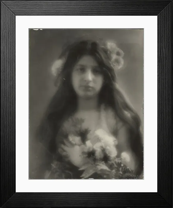 Framed Print : A Fantasy (Portrait of a Young Woman with Flowers), 1907-1924. Creator: Louis Fleckenstein Framed Print : A Fantasy (Portrait of a Young Woman with Flowers), 1907-1924. Creator: Louis Fleckenstein