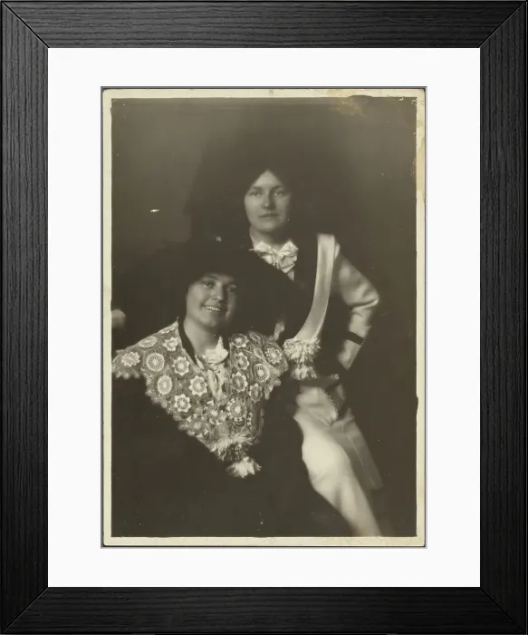 Framed Print : Portrait of Two Women in Ornate Outfits, 1907-1943. Creator: Louis Fleckenstein Framed Print : Portrait of Two Women in Ornate Outfits, 1907-1943. Creator: Louis Fleckenstein
