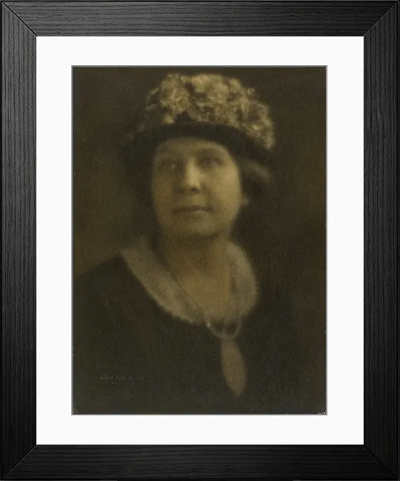 Framed Print : Portrait of a Woman in Floral Hat, 1907-1924. Creator: Louis Fleckenstein Framed Print : Portrait of a Woman in Floral Hat, 1907-1924. Creator: Louis Fleckenstein