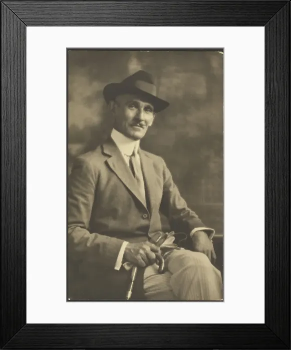 Framed Print : Portrait of a Man Holding Cane and Gloves, 1907-1943. Creator: Louis Fleckenstein Framed Print : Portrait of a Man Holding Cane and Gloves, 1907-1943. Creator: Louis Fleckenstein
