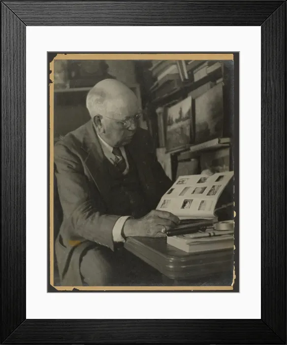 Framed Print : Portrait of a Man Reading Magazine, 1907-1943. Creator: Louis Fleckenstein Framed Print : Portrait of a Man Reading Magazine, 1907-1943. Creator: Louis Fleckenstein