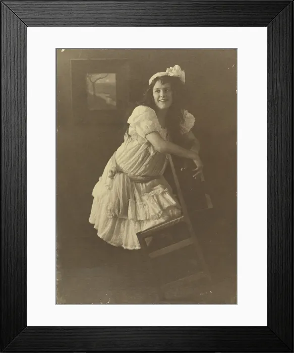 Framed Print : Portrait of a Young Woman with Chair, 1907-1943. Creator: Louis Fleckenstein Framed Print : Portrait of a Young Woman with Chair, 1907-1943. Creator: Louis Fleckenstein