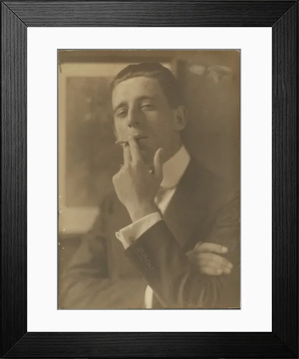 Framed Print : Portrait of a Man Smoking Cigarette, 1907-1943. Creator: Louis Fleckenstein Framed Print : Portrait of a Man Smoking Cigarette, 1907-1943. Creator: Louis Fleckenstein