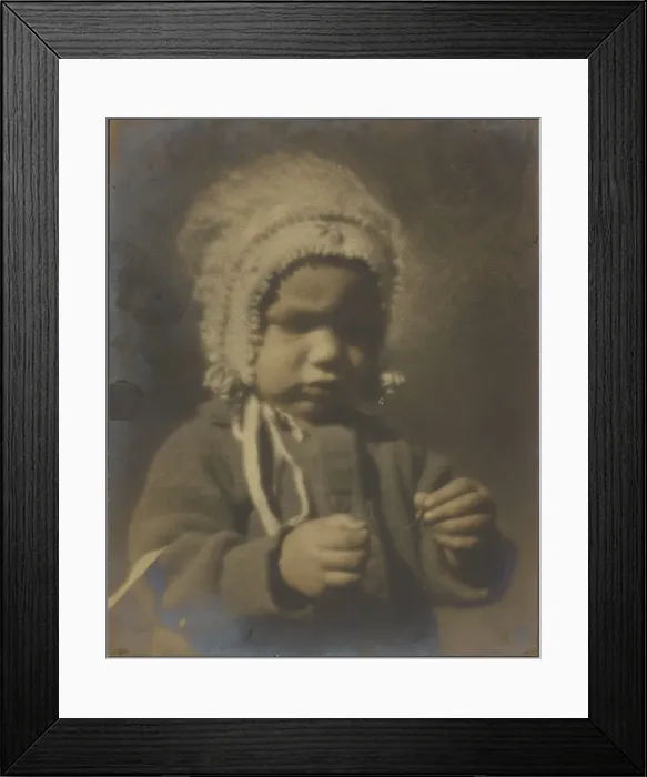 Framed Print : Portrait of a Child Wearing a Bonnet, 1907-1943. Creator: Louis Fleckenstein Framed Print : Portrait of a Child Wearing a Bonnet, 1907-1943. Creator: Louis Fleckenstein