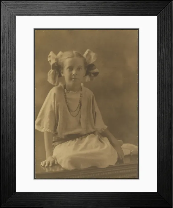 Framed Print : Portrait of a Girl with Big Bows, 1907-1943. Creator: Louis Fleckenstein Framed Print : Portrait of a Girl with Big Bows, 1907-1943. Creator: Louis Fleckenstein