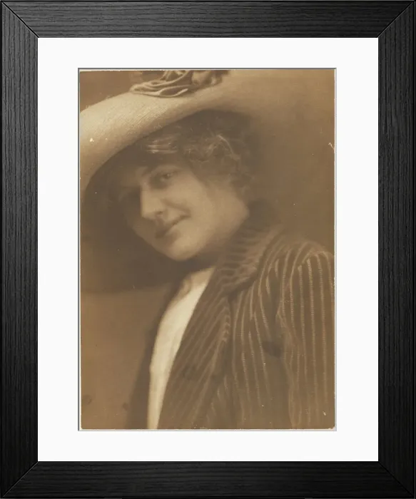 Framed Print : Portrait of a Woman in Striped Blazer, 1907-1943. Creator: Louis Fleckenstein Framed Print : Portrait of a Woman in Striped Blazer, 1907-1943. Creator: Louis Fleckenstein