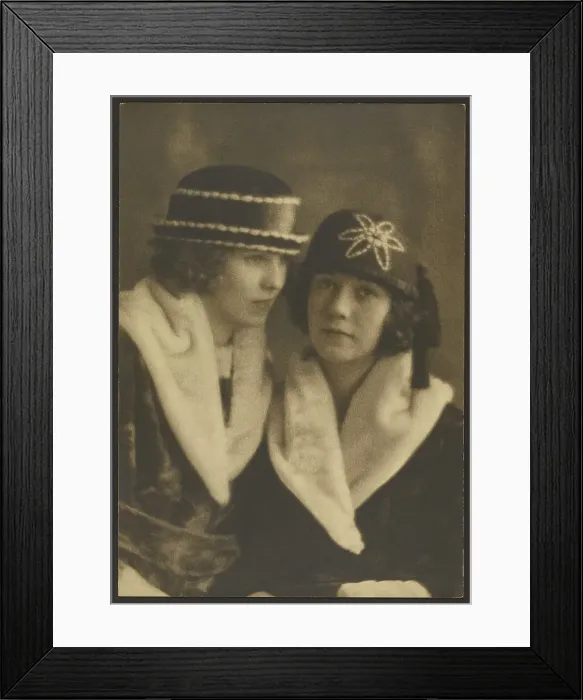 Framed Print : Portrait of Two Women in Hats with White Piping, 1907-1943. Creator: Louis Fleckenstein Framed Print : Portrait of Two Women in Hats with White Piping, 1907-1943. Creator: Louis Fleckenstein