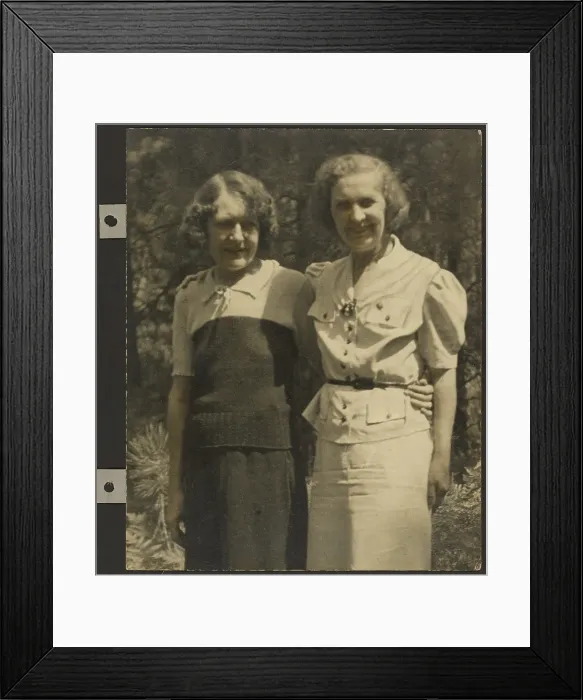 Framed Print : Portrait of Two Women Standing Outside, 1895-1943. Creator: Louis Fleckenstein Framed Print : Portrait of Two Women Standing Outside, 1895-1943. Creator: Louis Fleckenstein