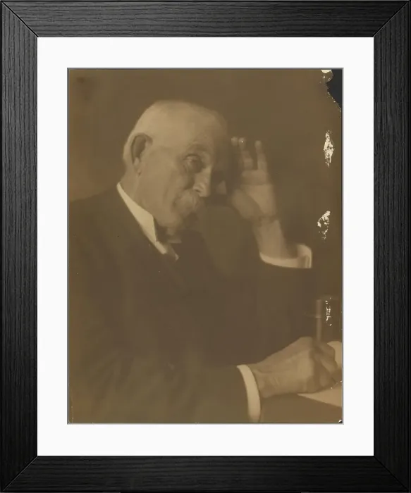 Framed Print : Portrait of a Man Seated at Desk, 1907-1943. Creator: Louis Fleckenstein Framed Print : Portrait of a Man Seated at Desk, 1907-1943. Creator: Louis Fleckenstein