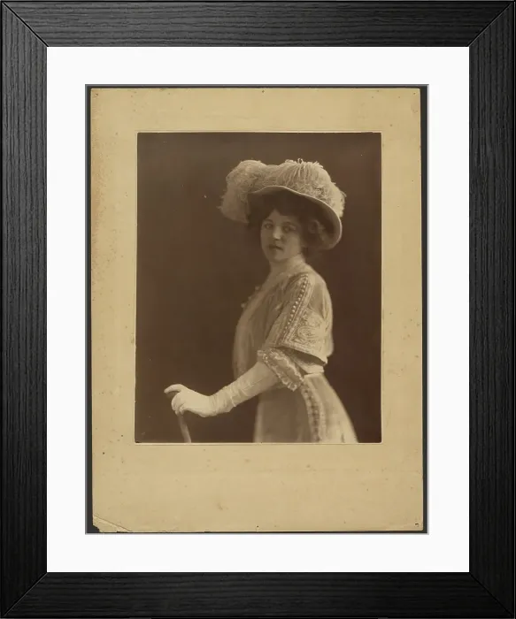 Framed Print : Portrait of a Woman Standing with Umbrella, 1907-1943. Creator: Louis Fleckenstein Framed Print : Portrait of a Woman Standing with Umbrella, 1907-1943. Creator: Louis Fleckenstein
