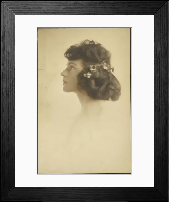 Framed Print : Portrait of a Woman with Flower Wreath, 1907-1943. Creator: Louis Fleckenstein Framed Print : Portrait of a Woman with Flower Wreath, 1907-1943. Creator: Louis Fleckenstein