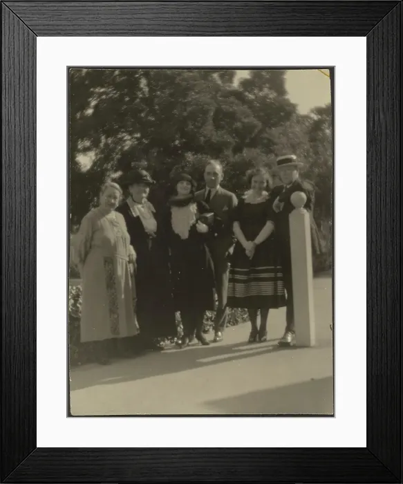 Framed Print : Group Portrait in Park, 1907-1943. Creator: Louis Fleckenstein Framed Print : Group Portrait in Park, 1907-1943. Creator: Louis Fleckenstein