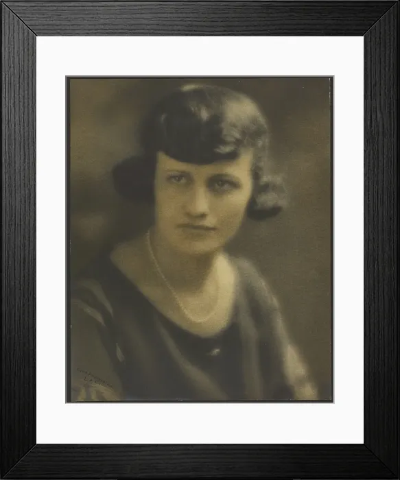 Framed Print : Portrait of a Woman with Patterned Sleeves, 1907-1924. Creator: Louis Fleckenstein Framed Print : Portrait of a Woman with Patterned Sleeves, 1907-1924. Creator: Louis Fleckenstein