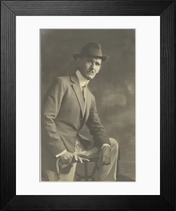 Framed Print : Portrait of a Man with Cane and Gloves, 1907-1943. Creator: Louis Fleckenstein Framed Print : Portrait of a Man with Cane and Gloves, 1907-1943. Creator: Louis Fleckenstein