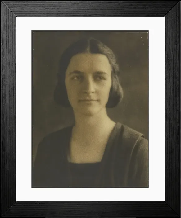 Framed Print : Portrait of a Woman with Striped Jacket, 1907-1943. Creator: Louis Fleckenstein Framed Print : Portrait of a Woman with Striped Jacket, 1907-1943. Creator: Louis Fleckenstein