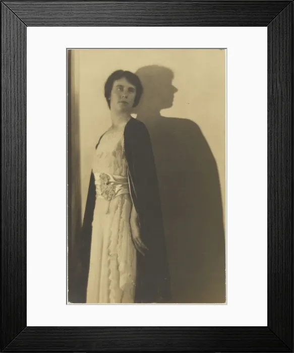 Framed Print : Portrait of a Woman in Cloak with Shadow, 1907-1943. Creator: Louis Fleckenstein Framed Print : Portrait of a Woman in Cloak with Shadow, 1907-1943. Creator: Louis Fleckenstein
