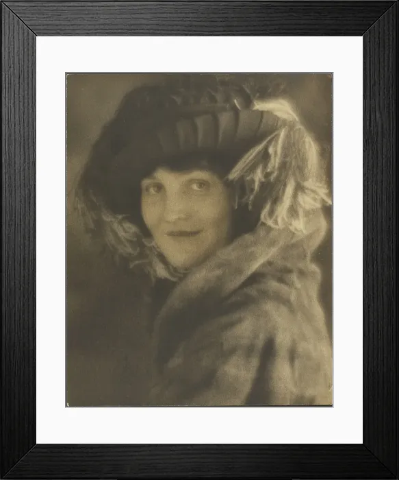 Framed Print : Portrait of a Woman in Hat with Feathers, 1907-1943. Creator: Louis Fleckenstein Framed Print : Portrait of a Woman in Hat with Feathers, 1907-1943. Creator: Louis Fleckenstein