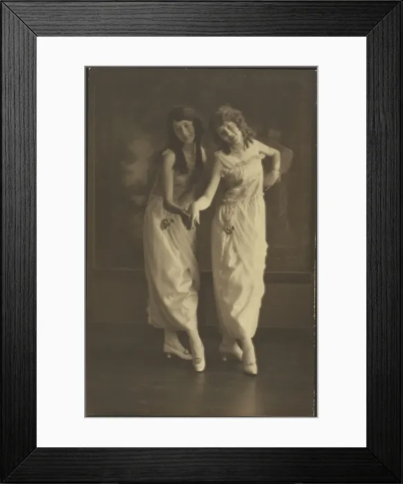 Framed Print : Portrait of Two Young Women in Matching Dresses, 1907-1924. Creator: Louis Fleckenstein Framed Print : Portrait of Two Young Women in Matching Dresses, 1907-1924. Creator: Louis Fleckenstein