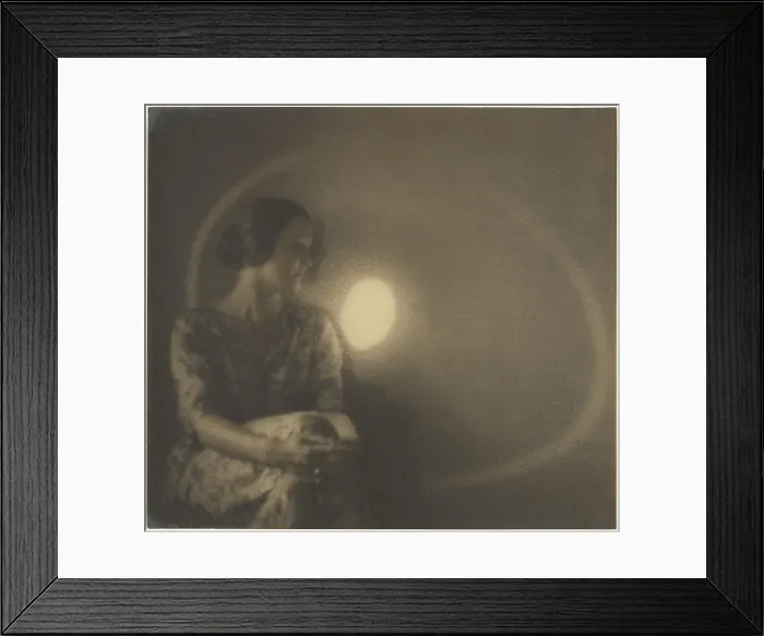 Framed Print : Portrait of a Woman with Light Flash and Ring, 1907-1943. Creator: Louis Fleckenstein Framed Print : Portrait of a Woman with Light Flash and Ring, 1907-1943. Creator: Louis Fleckenstein
