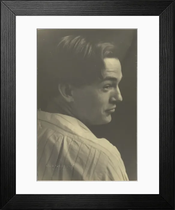 Framed Print : Portrait of a Young Man in Striped Shirt, 1907-1924. Creator: Louis Fleckenstein Framed Print : Portrait of a Young Man in Striped Shirt, 1907-1924. Creator: Louis Fleckenstein