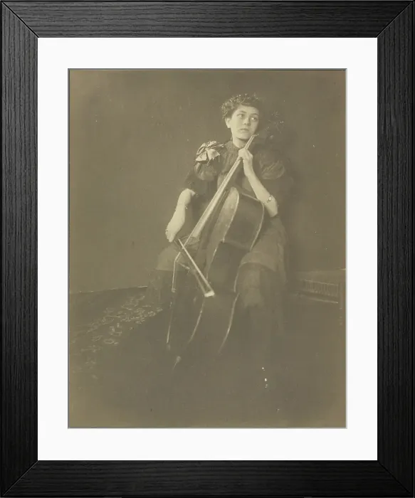 Framed Print : Portrait of a Woman Playing the Cello, 1895-1943. Creator: Louis Fleckenstein Framed Print : Portrait of a Woman Playing the Cello, 1895-1943. Creator: Louis Fleckenstein