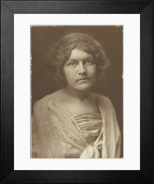 Framed Print : Portrait of a Woman in Silk Dress with Shawl, 1907-1943. Creator: Louis Fleckenstein Framed Print : Portrait of a Woman in Silk Dress with Shawl, 1907-1943. Creator: Louis Fleckenstein