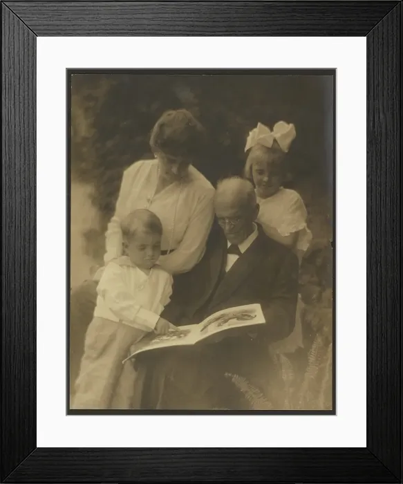 Framed Print : Family Portrait with Picture Book, 1907-1943. Creator: Louis Fleckenstein Framed Print : Family Portrait with Picture Book, 1907-1943. Creator: Louis Fleckenstein