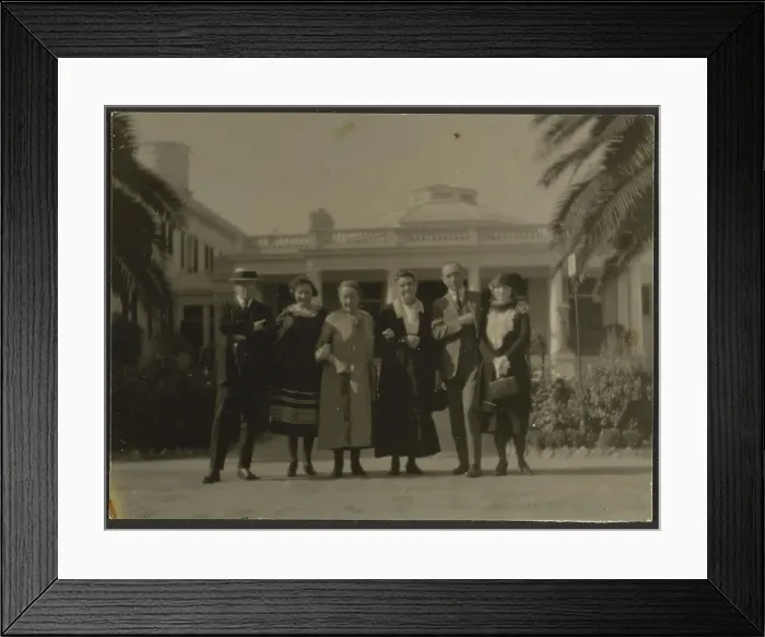 Framed Print : Group Portrait Outside Building, 1907-1943. Creator: Louis Fleckenstein Framed Print : Group Portrait Outside Building, 1907-1943. Creator: Louis Fleckenstein