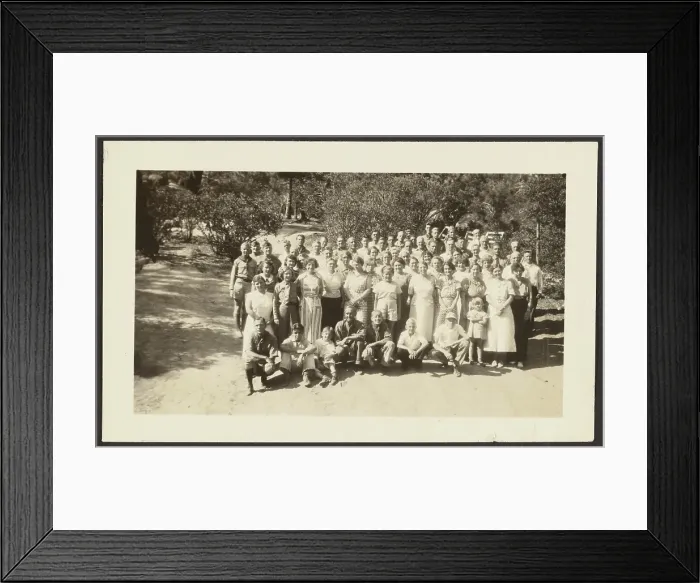 Framed Print : Group Portrait in Orchard, 1907-1943. Creator: Louis Fleckenstein Framed Print : Group Portrait in Orchard, 1907-1943. Creator: Louis Fleckenstein