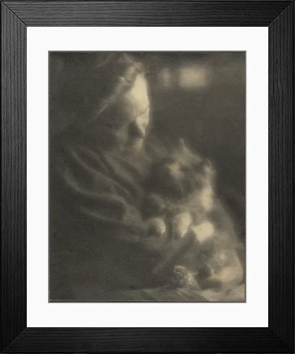 Framed Print : The Pet Angora (Portrait of a Woman with Cat), about 1910. Creator: Louis Fleckenstein Framed Print : The Pet Angora (Portrait of a Woman with Cat), about 1910. Creator: Louis Fleckenstein