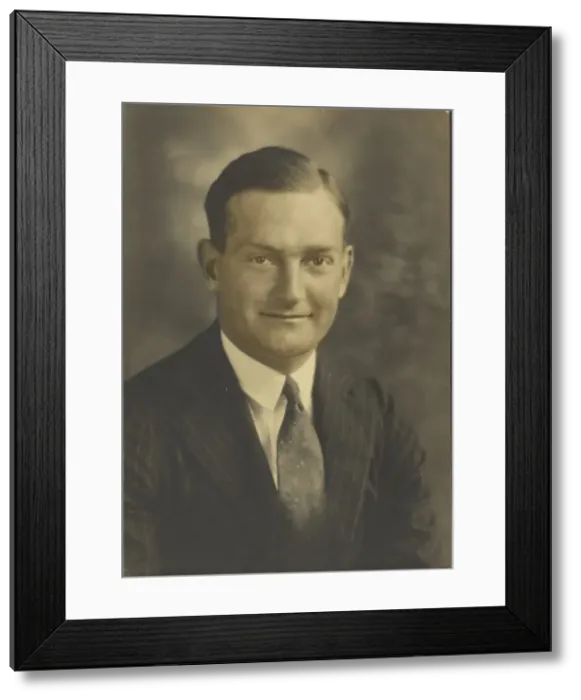 Framed Print : Portrait of a Man in Pinstripe Suit, 1907-1943. Creator: Louis Fleckenstein Framed Print : Portrait of a Man in Pinstripe Suit, 1907-1943. Creator: Louis Fleckenstein
