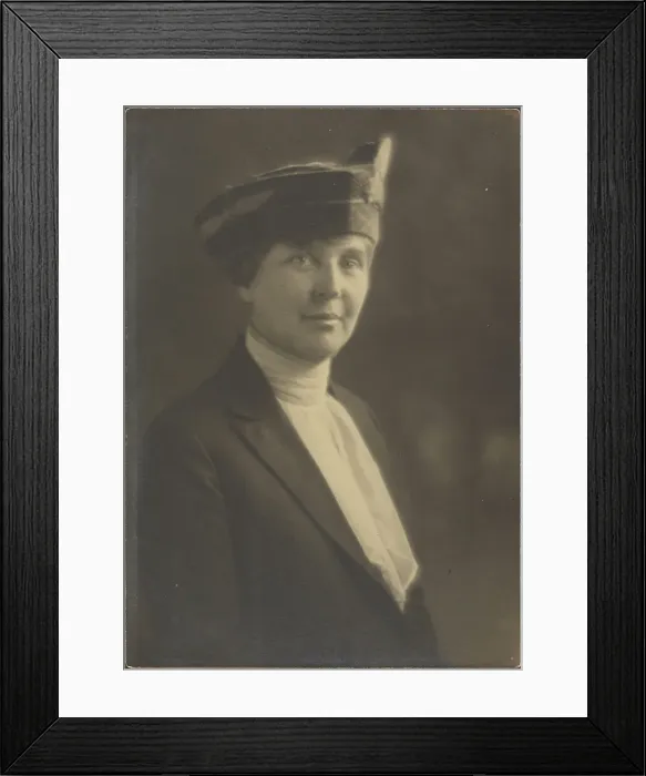 Framed Print : Portrait of a Woman with Veiled Hat, 1907-1943. Creator: Louis Fleckenstein