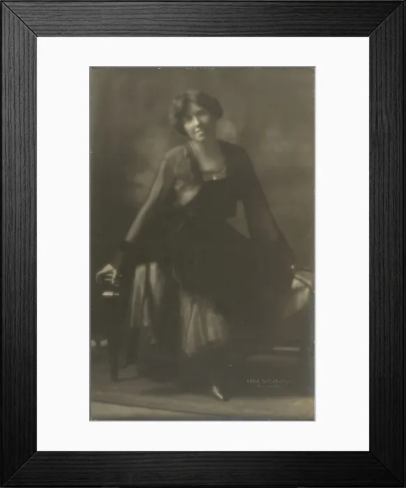 Framed Print : Portrait of a Woman on Bench, 1907-1924. Creator: Louis Fleckenstein Framed Print : Portrait of a Woman on Bench, 1907-1924. Creator: Louis Fleckenstein