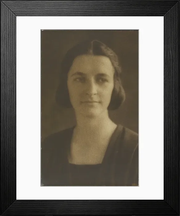 Framed Print : Portrait of a Woman with Striped Jacket, 1907-1943. Creator: Louis Fleckenstein Framed Print : Portrait of a Woman with Striped Jacket, 1907-1943. Creator: Louis Fleckenstein