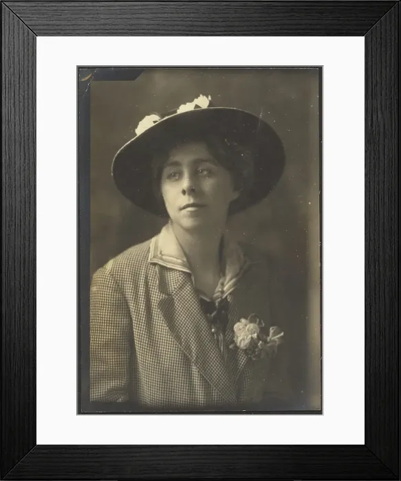 Framed Print : Portrait of a Woman in Checked Jacket, 1907-1943. Creator: Louis Fleckenstein Framed Print : Portrait of a Woman in Checked Jacket, 1907-1943. Creator: Louis Fleckenstein