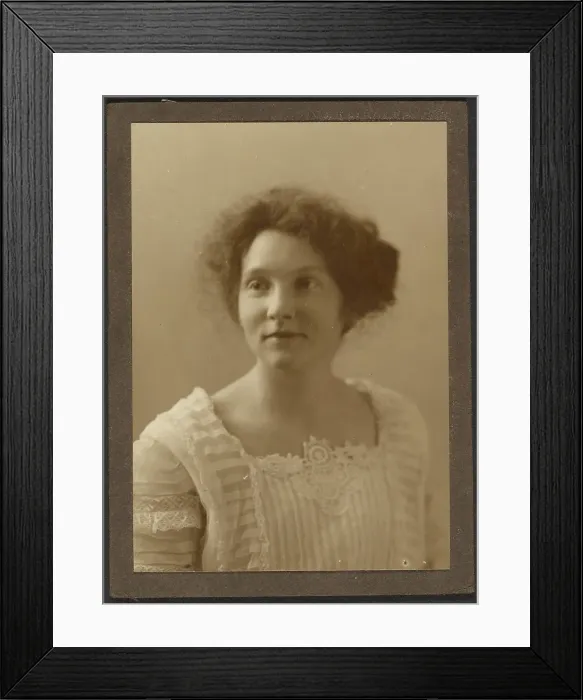 Framed Print : Portrait of a Woman with Pleated Top, 1907-1943. Creator: Louis Fleckenstein Framed Print : Portrait of a Woman with Pleated Top, 1907-1943. Creator: Louis Fleckenstein