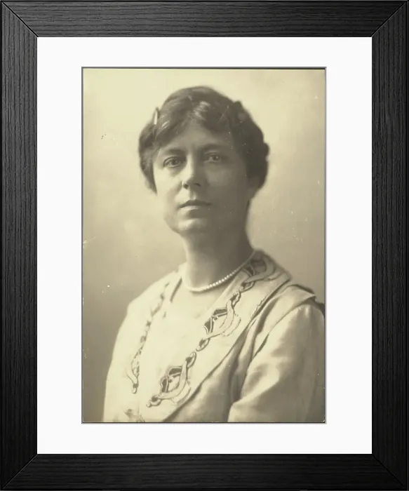 Framed Print : Portrait of a Woman with Applique Collar, 1907-1943. Creator: Louis Fleckenstein