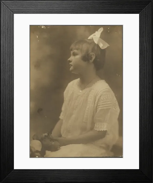 Framed Print : Portrait of a Young Girl with Flowers in Lap, 1907-1943. Creator: Louis Fleckenstein Framed Print : Portrait of a Young Girl with Flowers in Lap, 1907-1943. Creator: Louis Fleckenstein