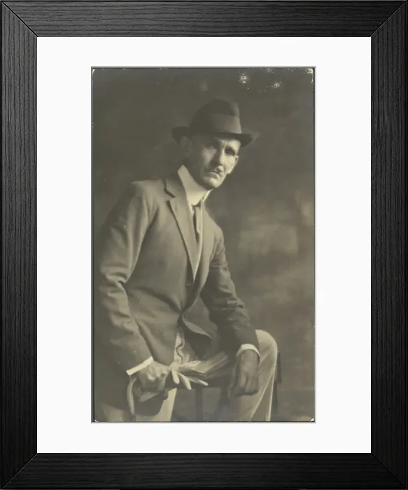 Framed Print : Portrait of a Man with Cane and Gloves, 1907-1943. Creator: Louis Fleckenstein Framed Print : Portrait of a Man with Cane and Gloves, 1907-1943. Creator: Louis Fleckenstein